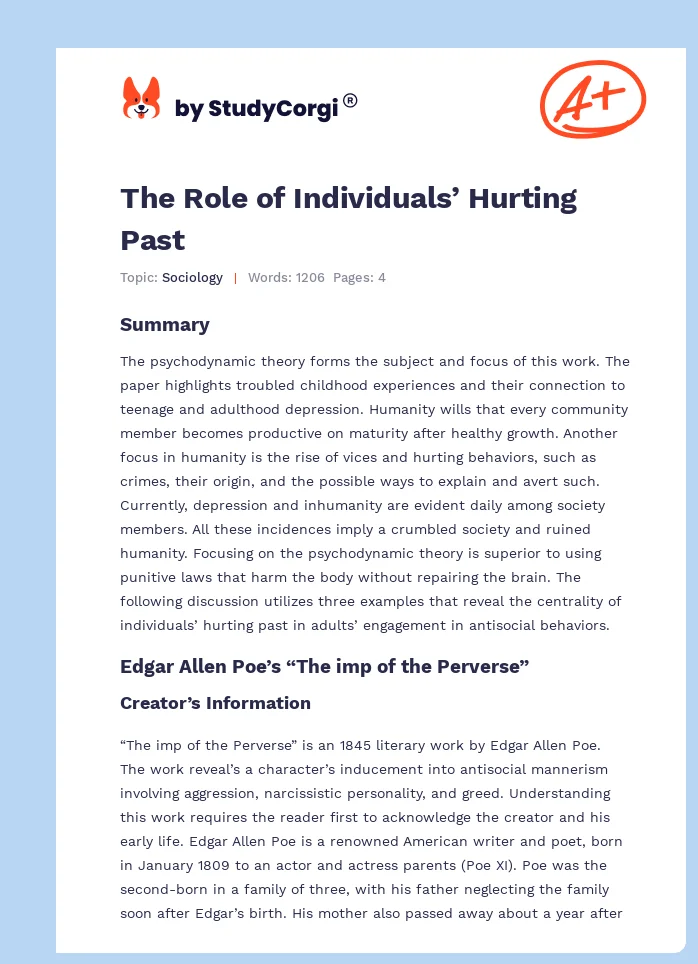 The Role of Individuals’ Hurting Past. Page 1