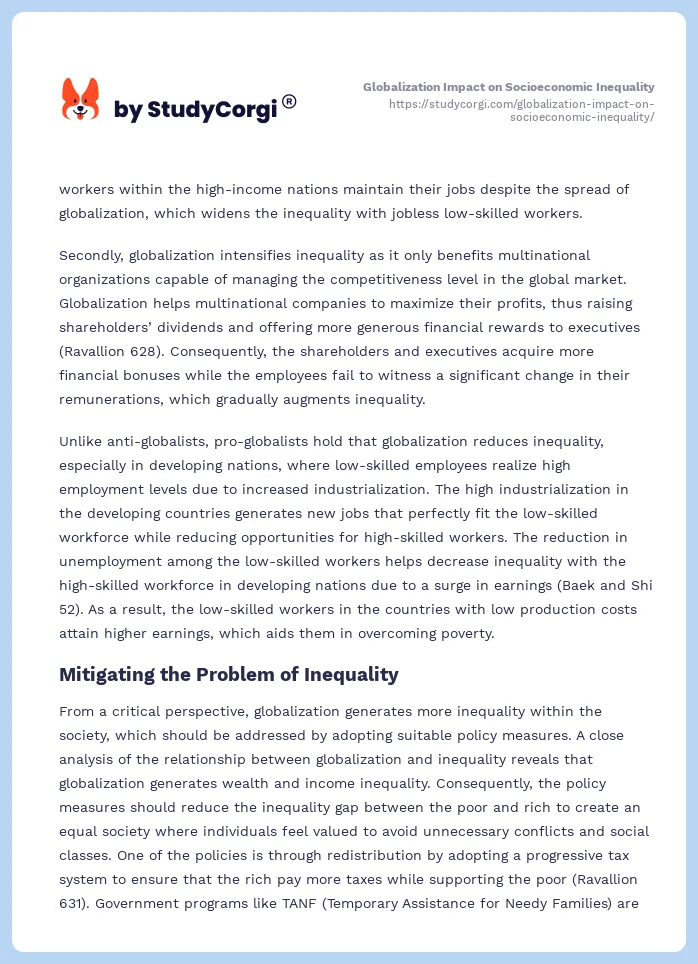 Globalization Impact on Socioeconomic Inequality. Page 2