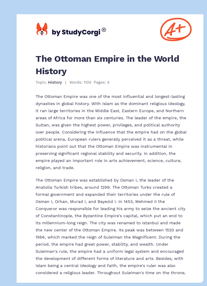 The Ottoman Empire in the World History. Page 1