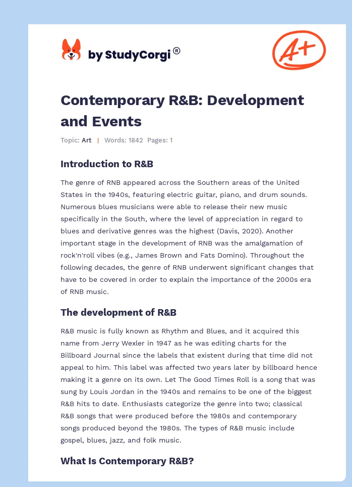 Contemporary R&B: Development and Events. Page 1