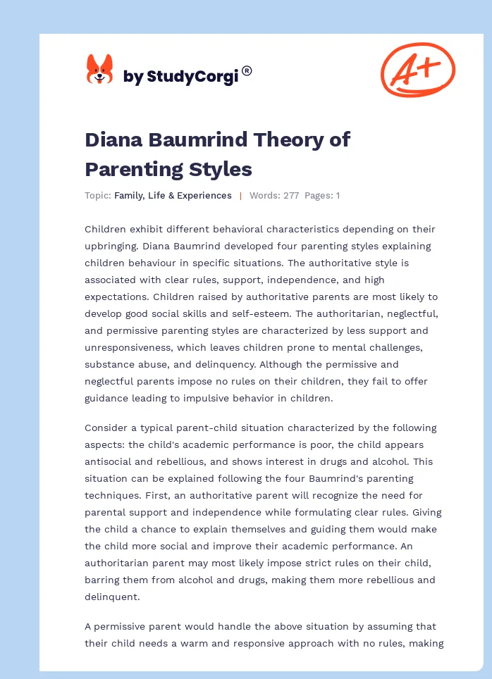Parenting Styles by Diana Baumrind. Page 1