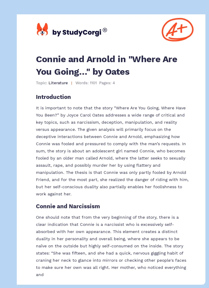 Connie and Arnold in "Where Are You Going…" by Oates. Page 1