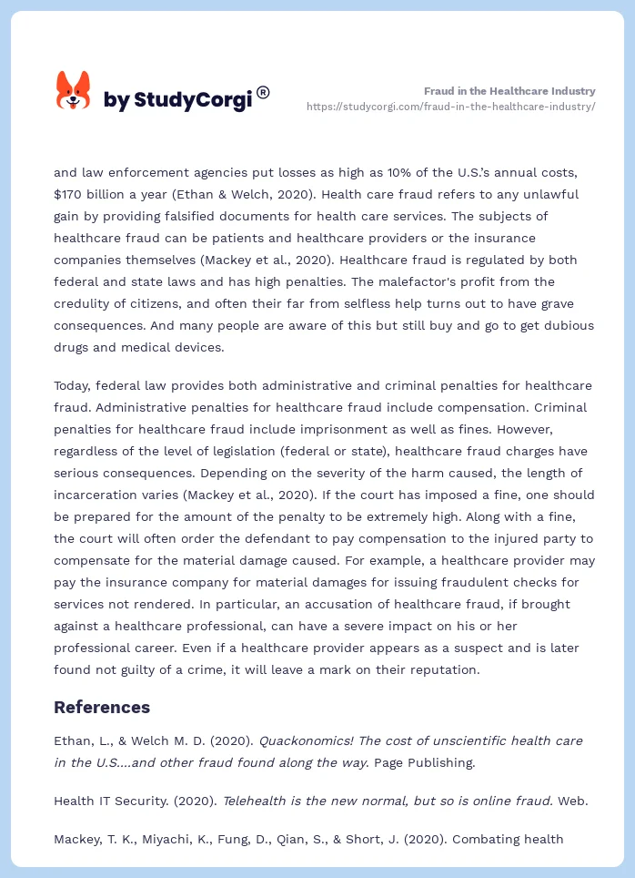 Fraud in the Healthcare Industry. Page 2