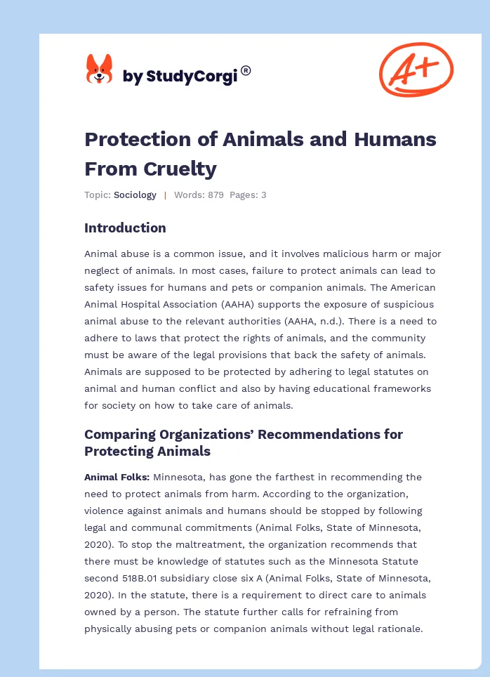 Protection of Animals and Humans From Cruelty. Page 1