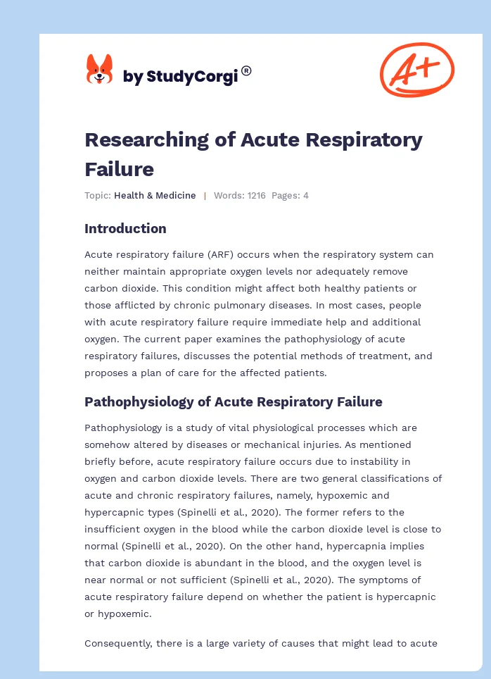 Researching of Acute Respiratory Failure. Page 1