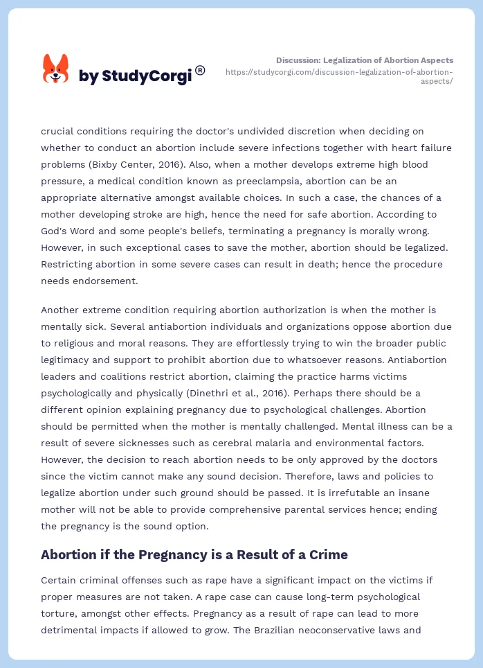 Discussion: Legalization of Abortion Aspects. Page 2