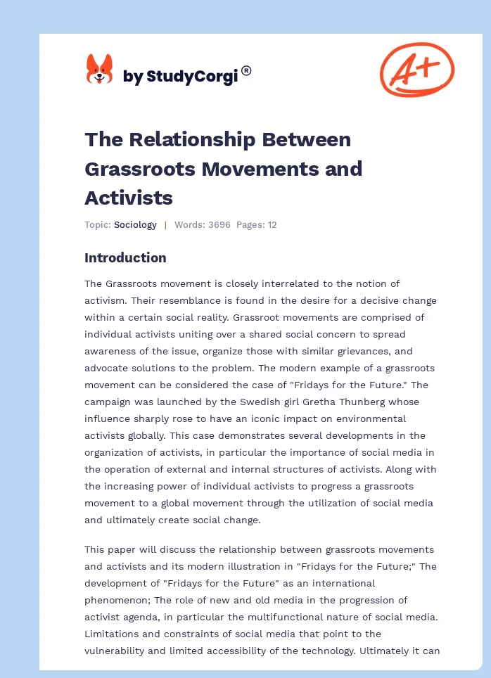 The Relationship Between Grassroots Movements and Activists. Page 1