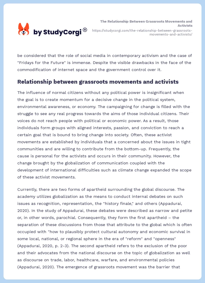 The Relationship Between Grassroots Movements and Activists. Page 2