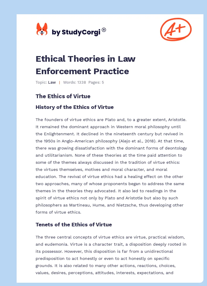 Ethical Theories in Law Enforcement Practice. Page 1