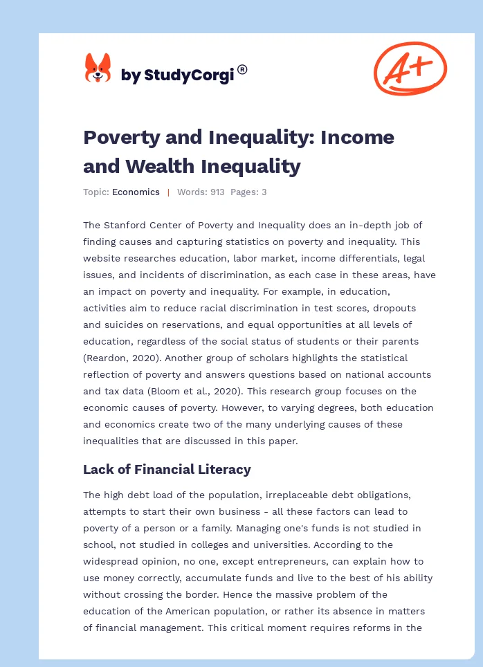 Poverty and Inequality: Income and Wealth Inequality. Page 1