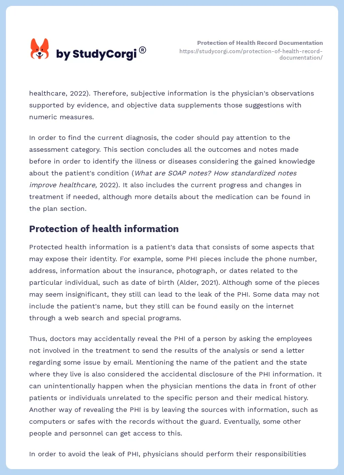 Protection of Health Record Documentation. Page 2
