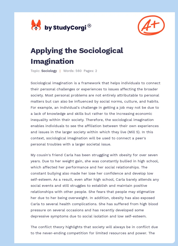 Applying the Sociological Imagination. Page 1