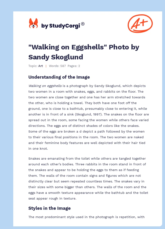 "Walking on Eggshells" Photo by Sandy Skoglund. Page 1