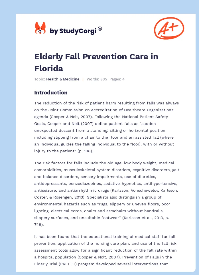 Elderly Fall Prevention Care in Florida. Page 1