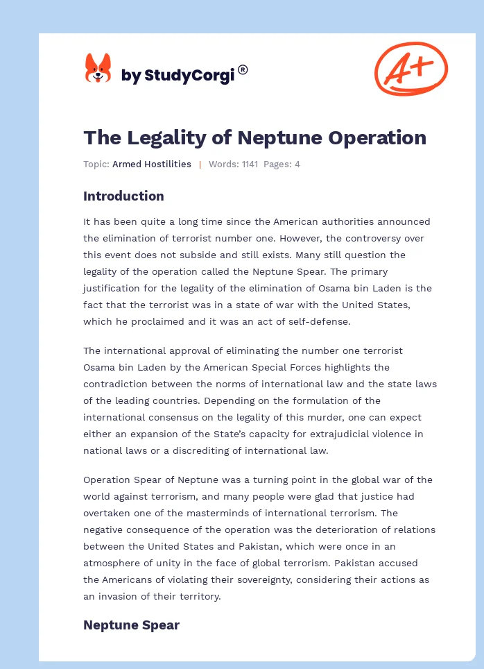 The Legality of Neptune Operation. Page 1