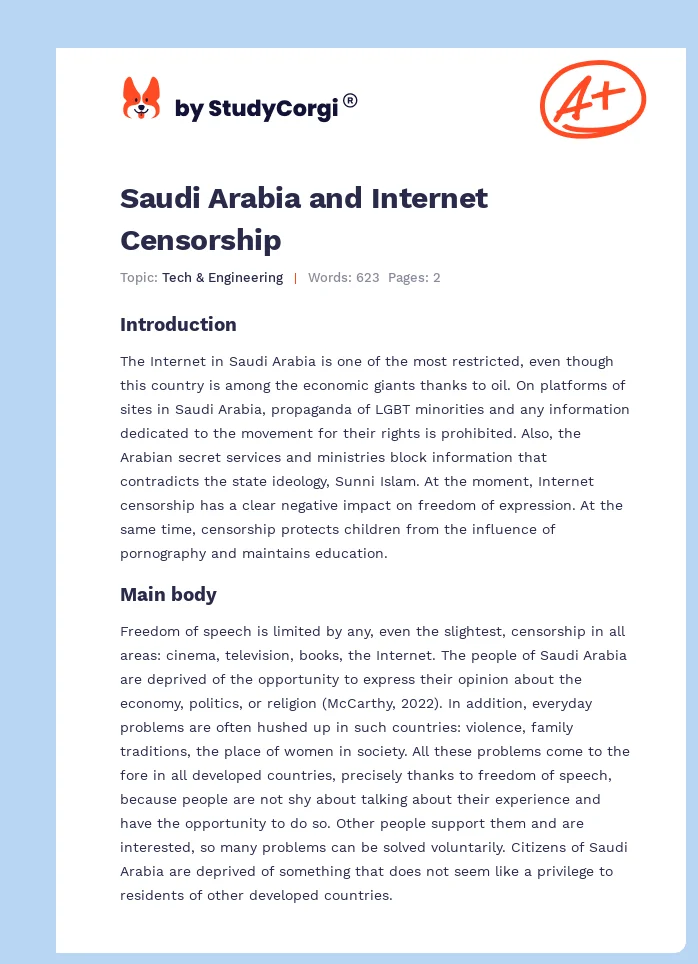 Saudi Arabia and Internet Censorship. Page 1