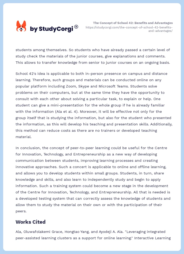 The Concept of School 42: Benefits and Advantages. Page 2