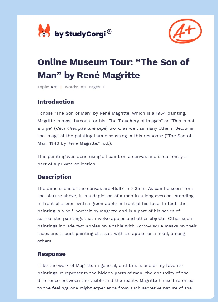 Online Museum Tour: “The Son of Man” by René Magritte. Page 1