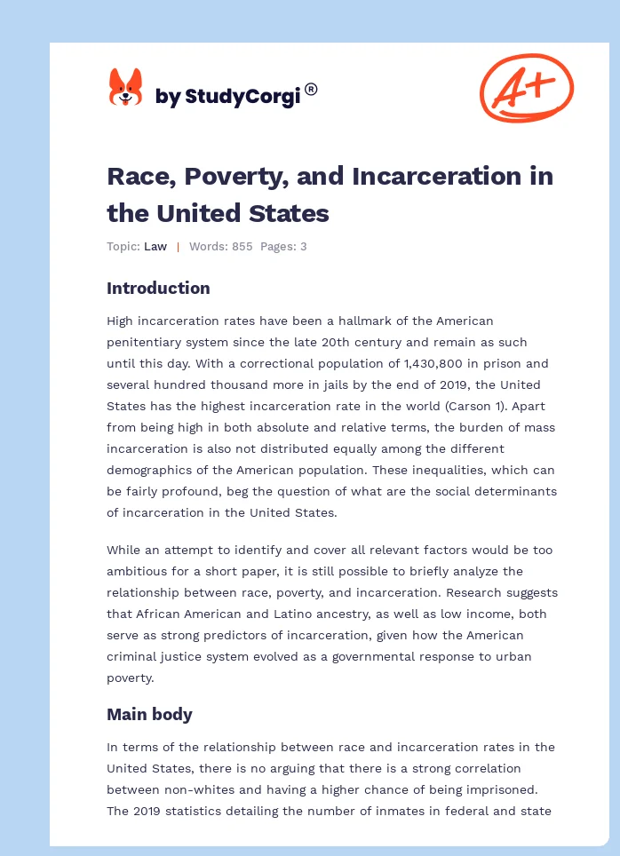 Race, Poverty, and Incarceration in the United States. Page 1