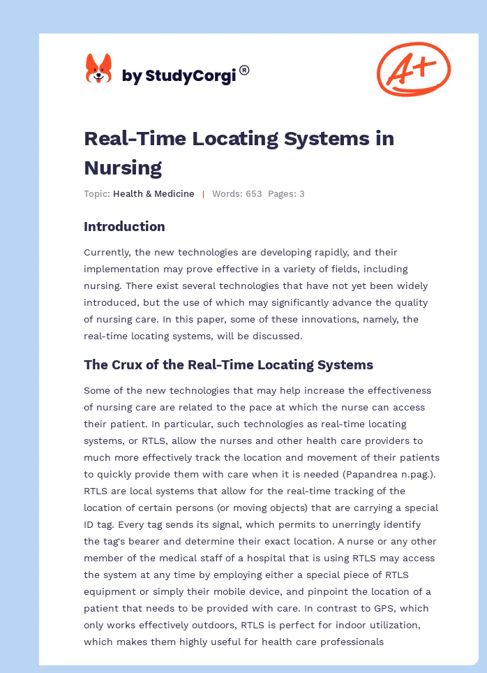 Real-Time Locating Systems in Nursing. Page 1