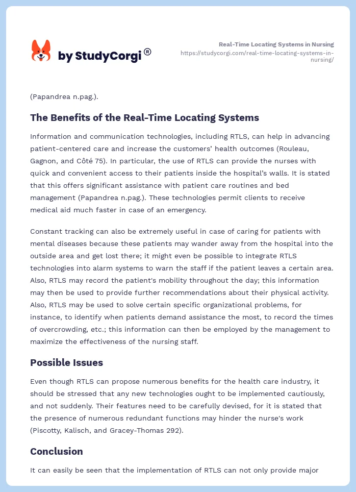 Real-Time Locating Systems in Nursing. Page 2