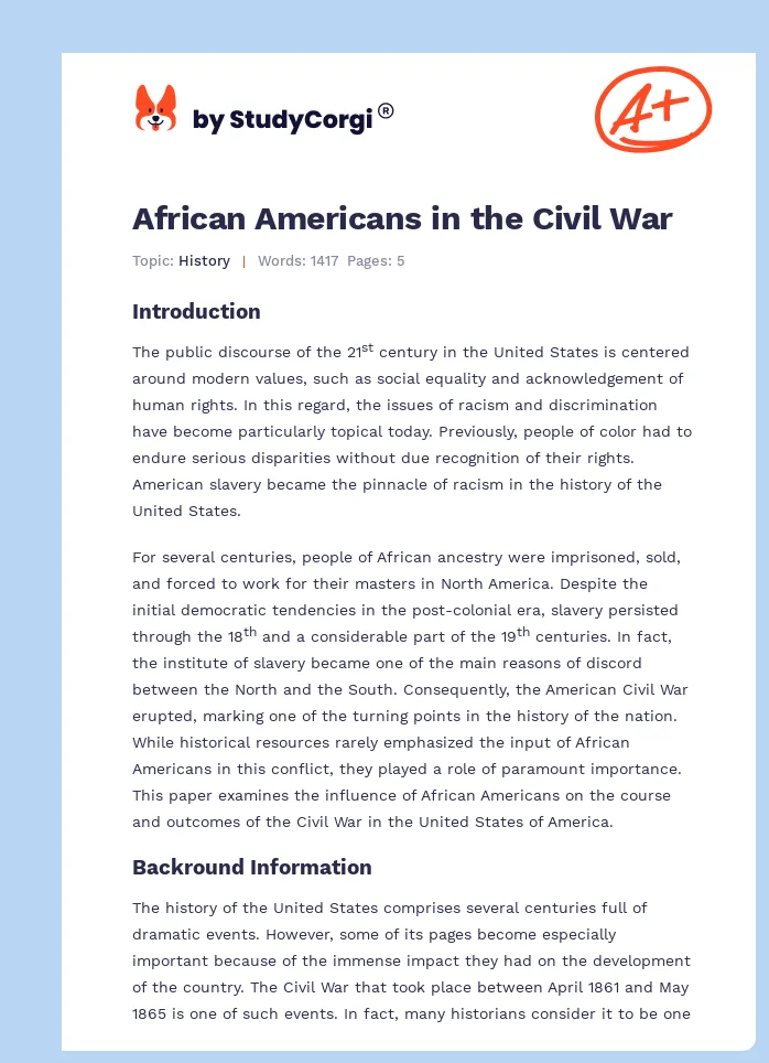 African Americans in the Civil War. Page 1