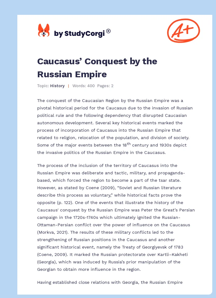 Caucasus’ Conquest by the Russian Empire. Page 1