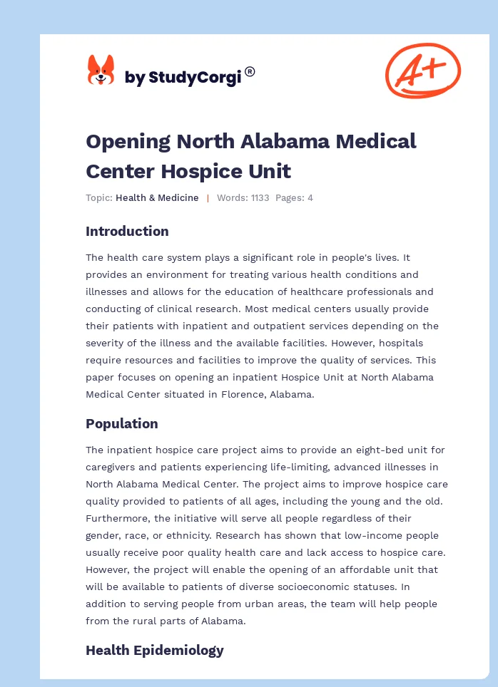 Opening North Alabama Medical Center Hospice Unit. Page 1