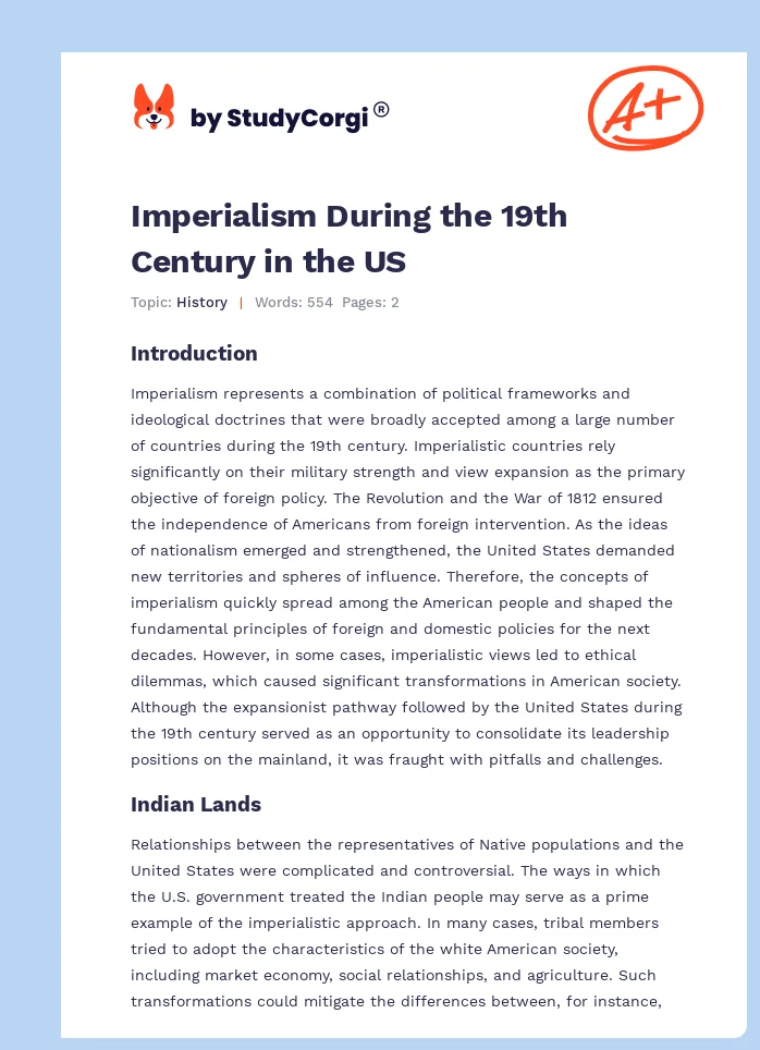 Imperialism During the 19th Century in the US. Page 1