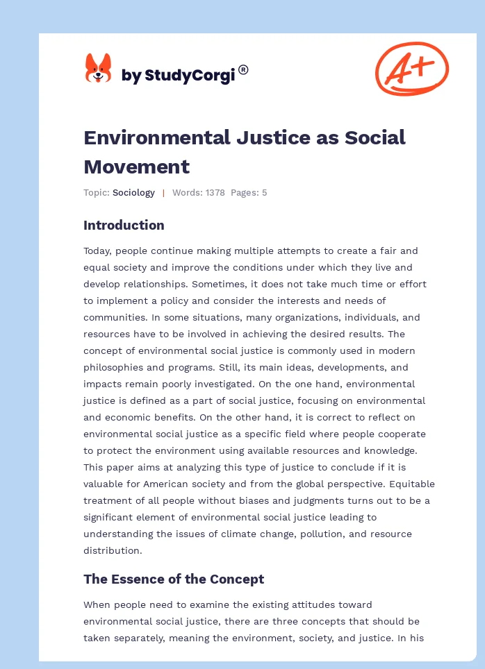 Environmental Justice as Social Movement. Page 1