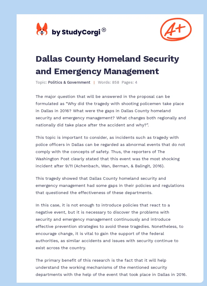 Dallas County Homeland Security and Emergency Management. Page 1