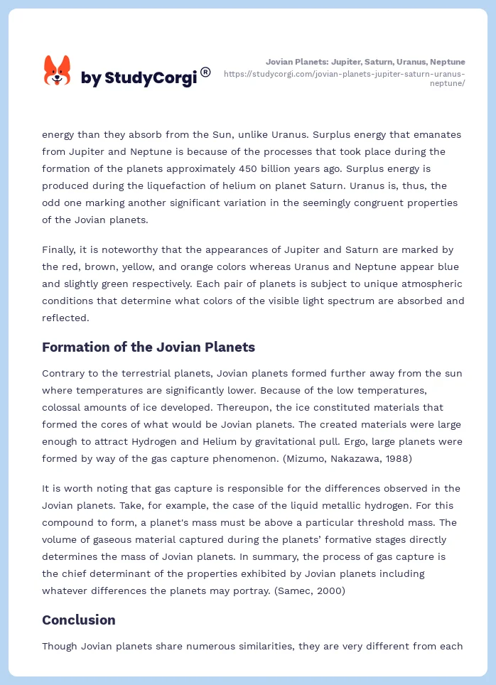 Jovian Planets: Jupiter, Saturn, Uranus, Neptune. Page 2