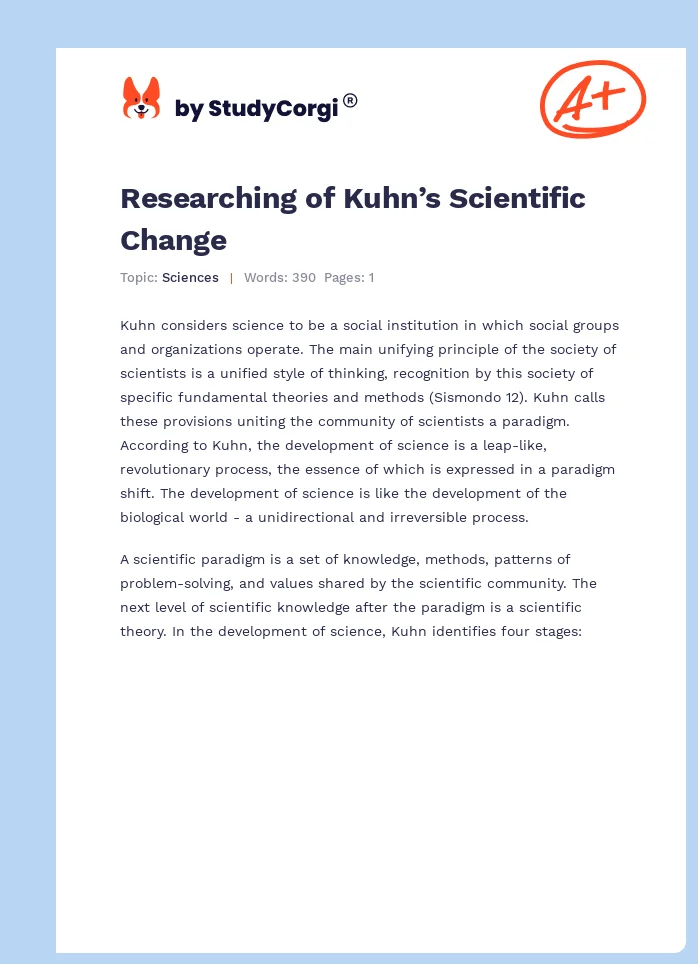 Researching of Kuhn’s Scientific Change. Page 1