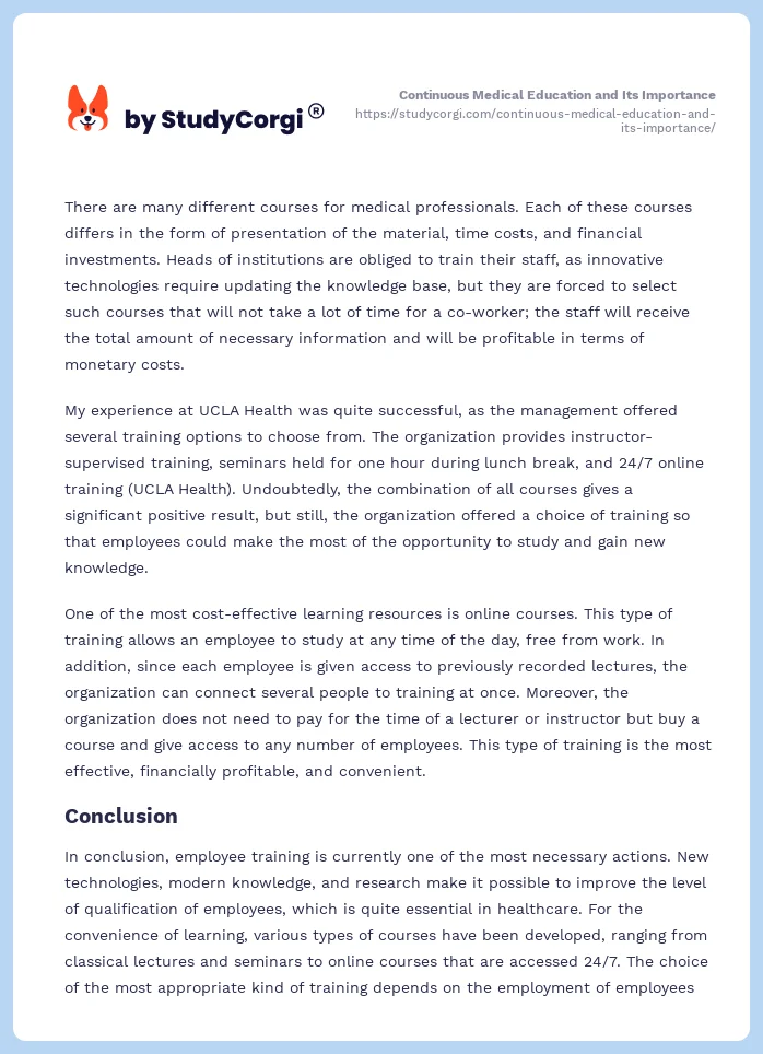 Continuous Medical Education and Its Importance. Page 2