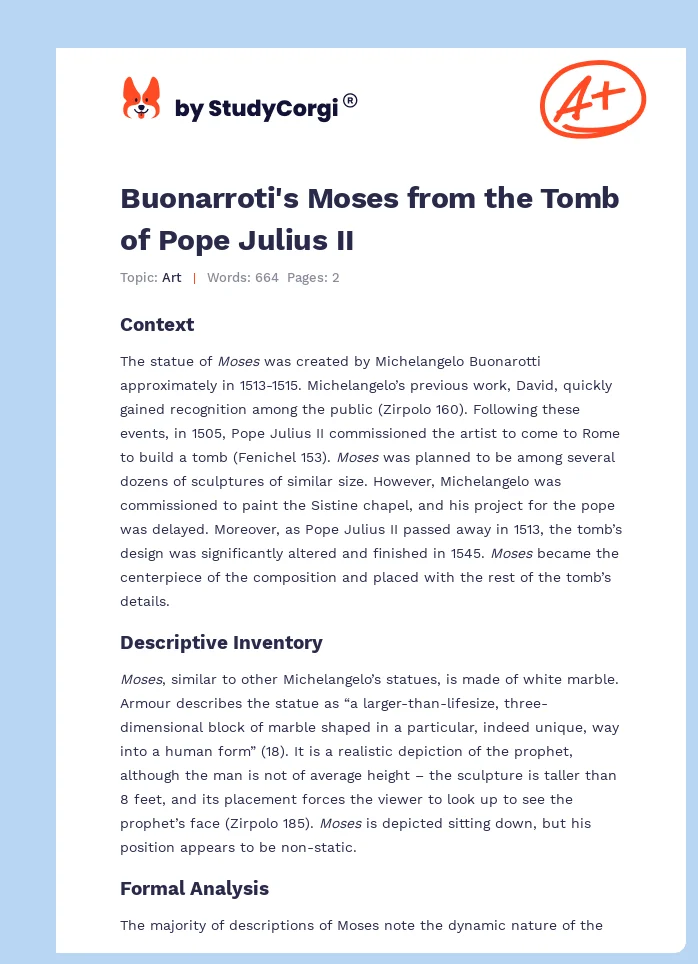 Buonarroti's Moses from the Tomb of Pope Julius II. Page 1