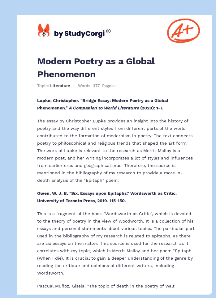 Modern Poetry as a Global Phenomenon. Page 1