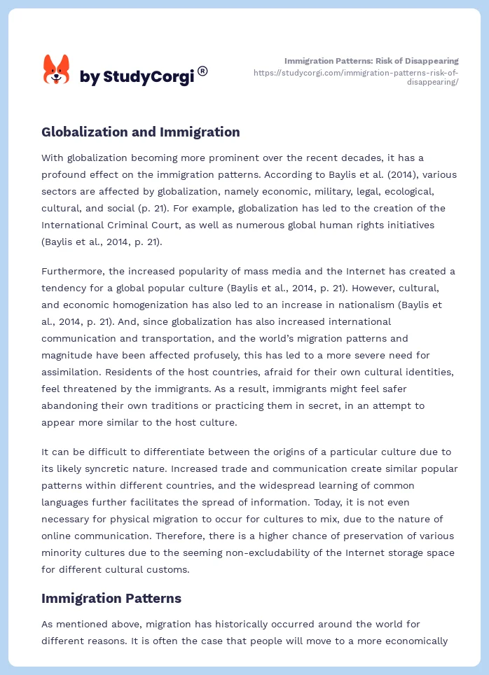 Immigration Patterns: Risk of Disappearing. Page 2