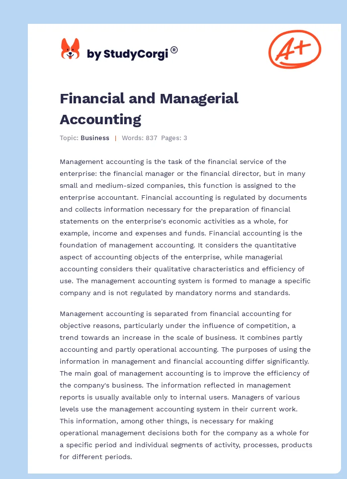 Financial and Managerial Accounting. Page 1