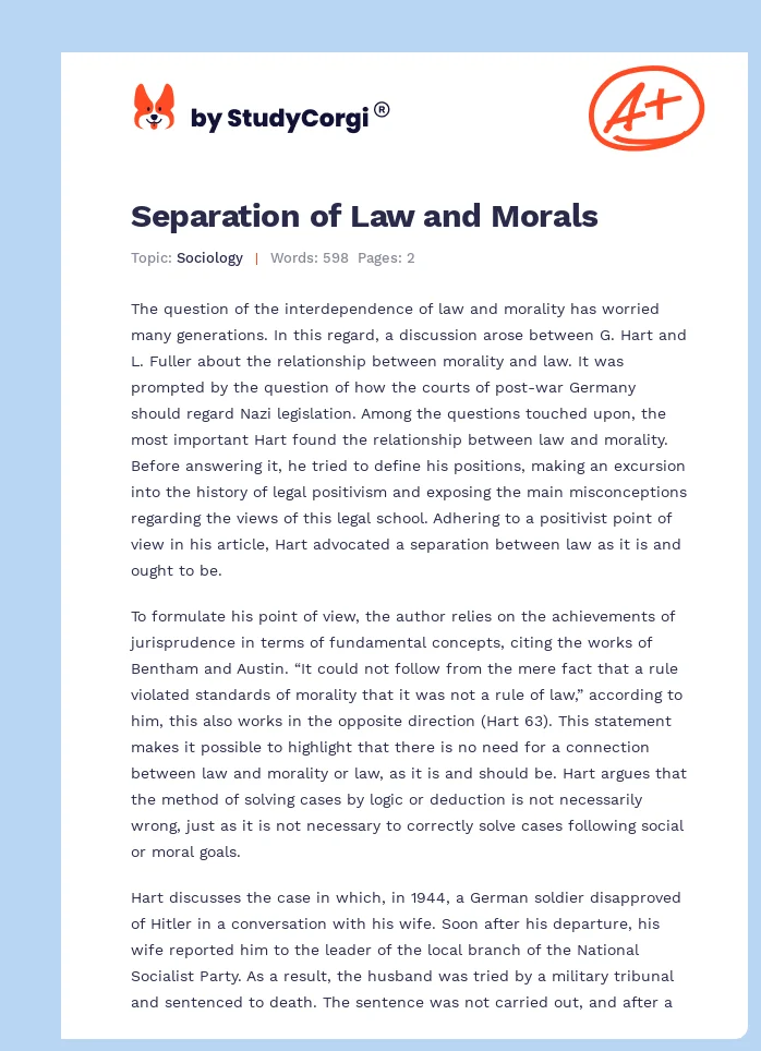 Separation of Law and Morals. Page 1