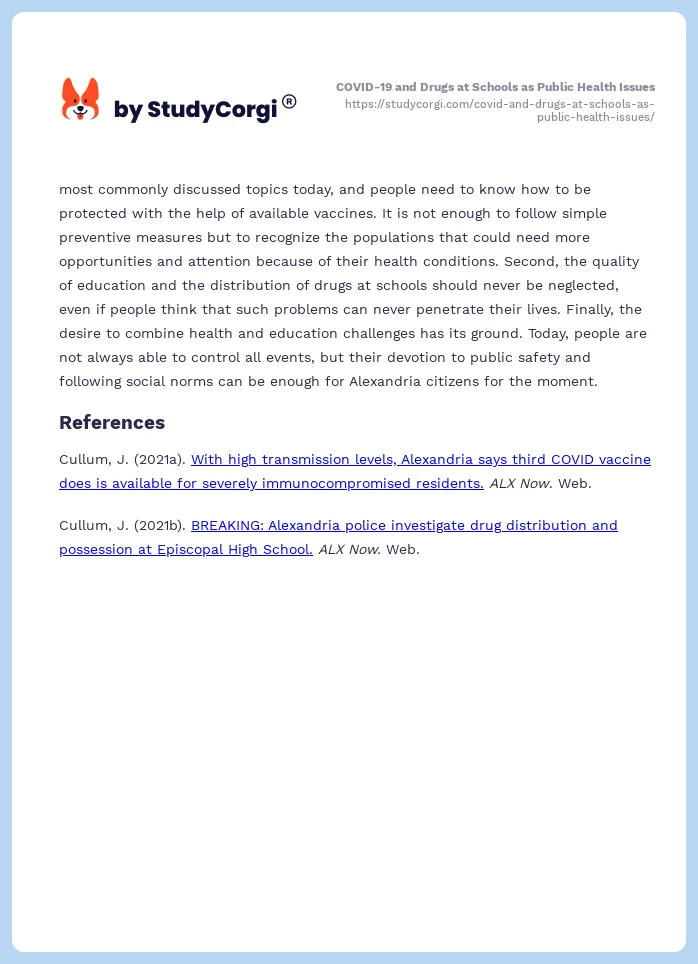 COVID-19 and Drugs at Schools as Public Health Issues. Page 2