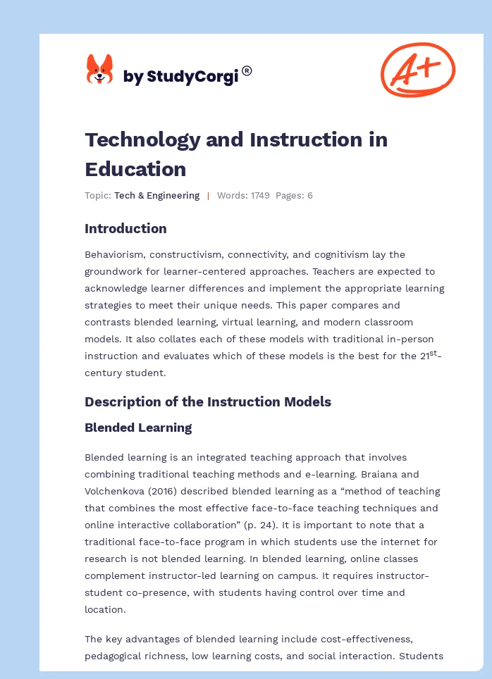 Technology and Instruction in Education. Page 1