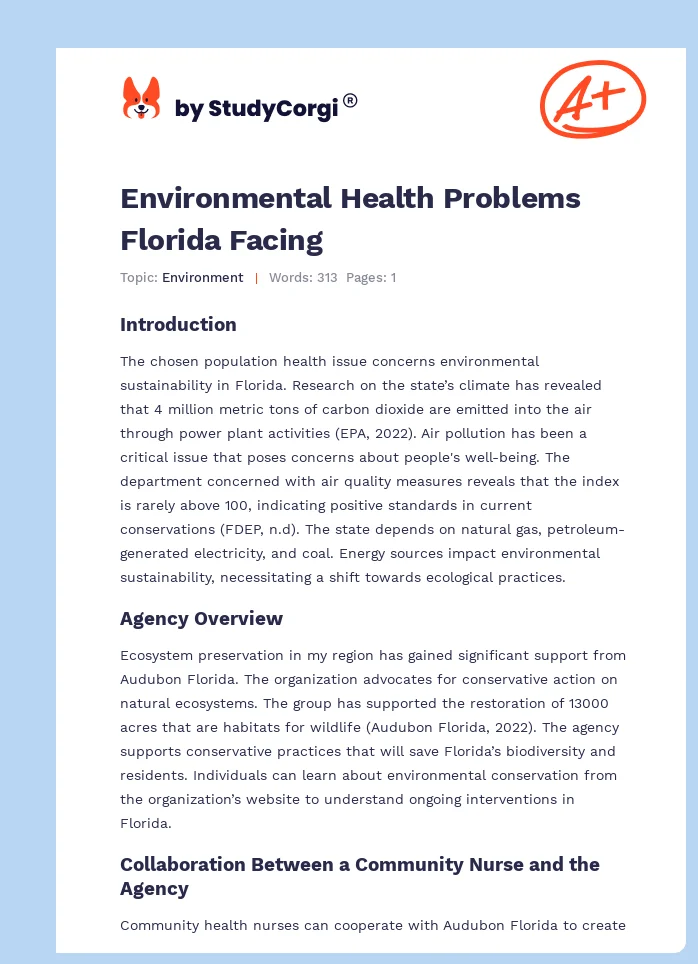 Environmental Health Problems Florida Facing. Page 1