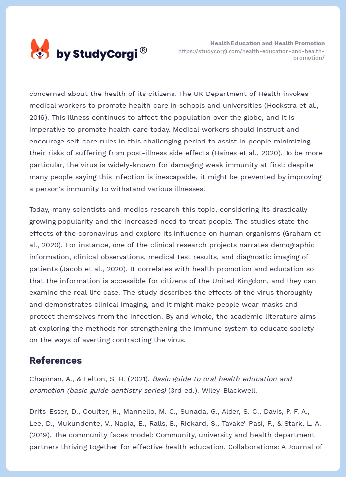 Health Education and Health Promotion. Page 2