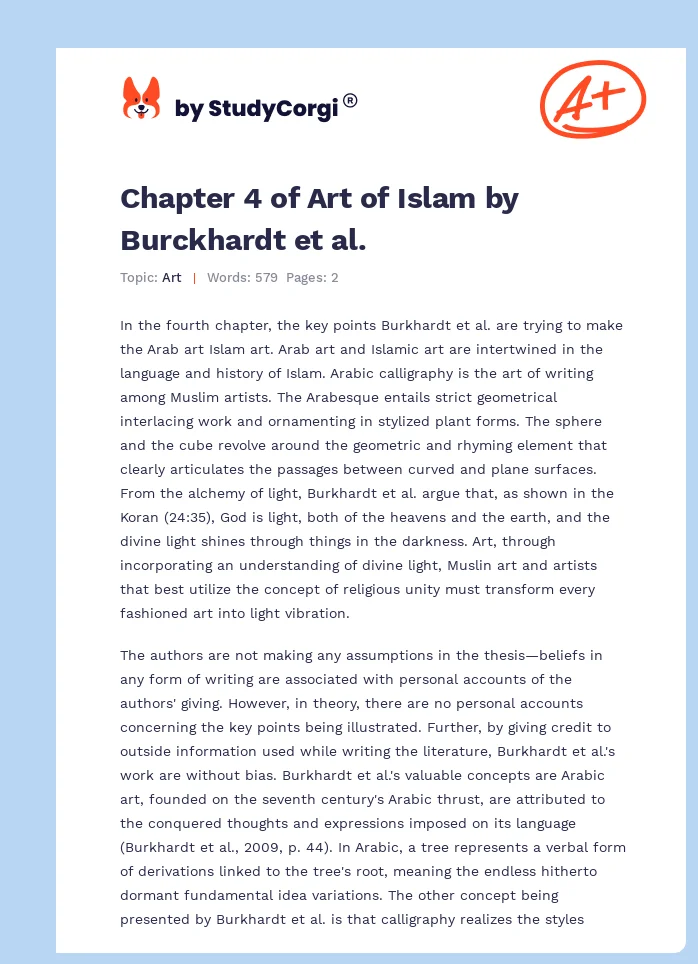 Chapter 4 of Art of Islam by Burckhardt et al.. Page 1