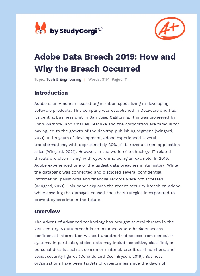 Adobe Data Breach 2019: How and Why the Breach Occurred. Page 1