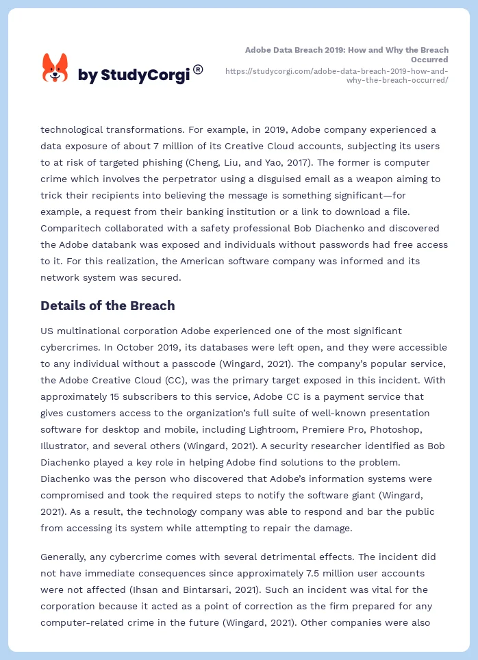 Adobe Data Breach 2019: How and Why the Breach Occurred. Page 2