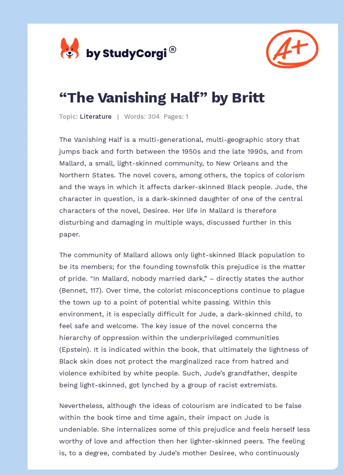 “The Vanishing Half” by Britt. Page 1