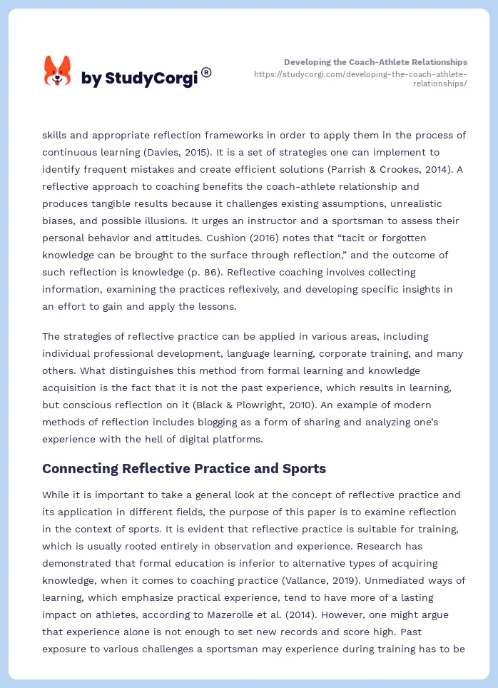 Developing the Coach-Athlete Relationships. Page 2