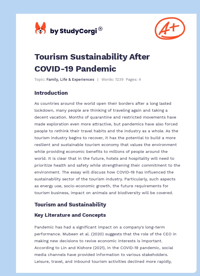 Tourism Sustainability After COVID-19 Pandemic. Page 1