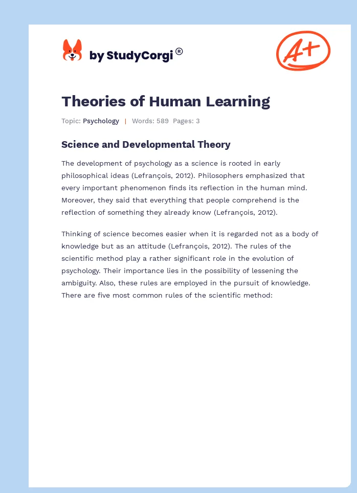 Theories of Human Learning. Page 1